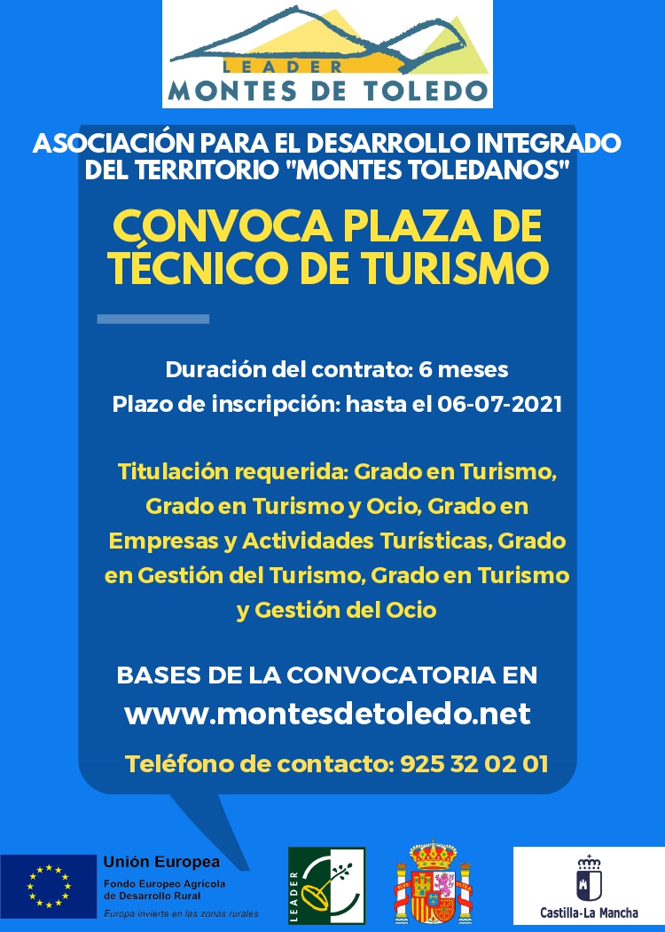 Convocatoria de una plaza de técnico/a de turismo Montes de Toledo