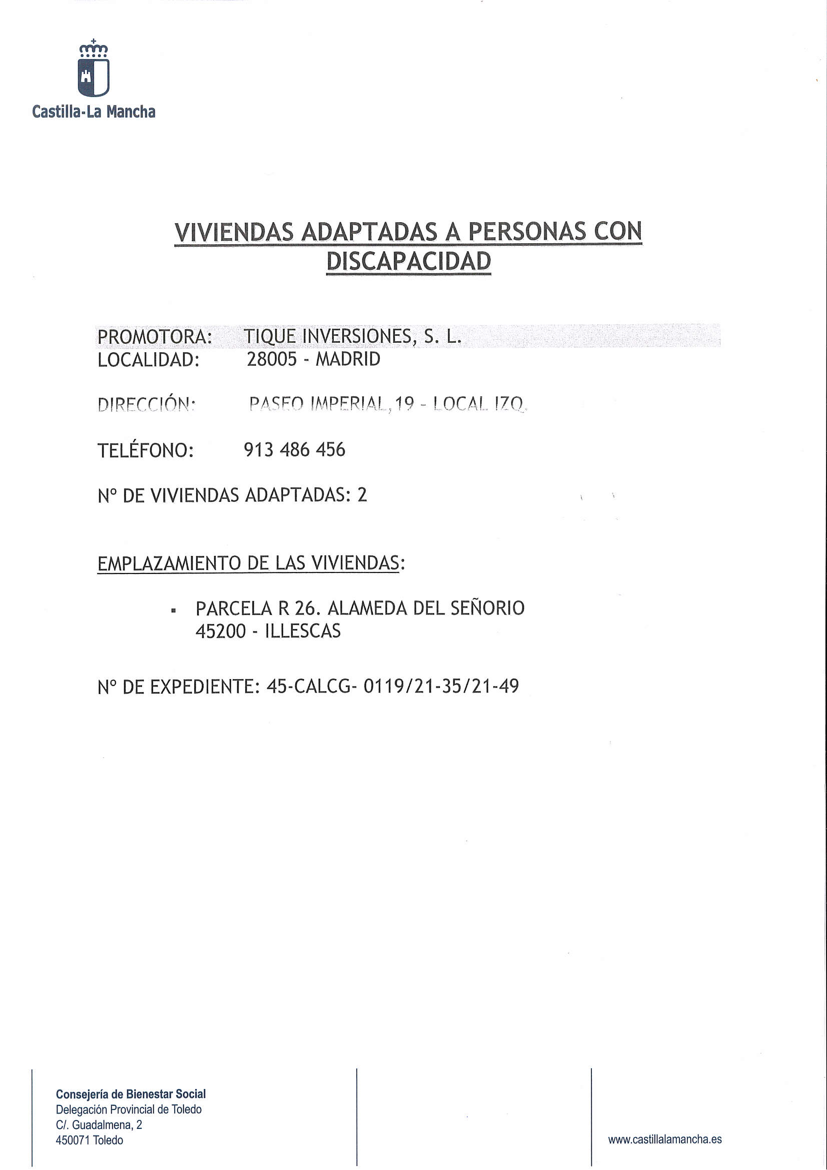 Viviendas adaptadas a personas con discapacidad en Illescas