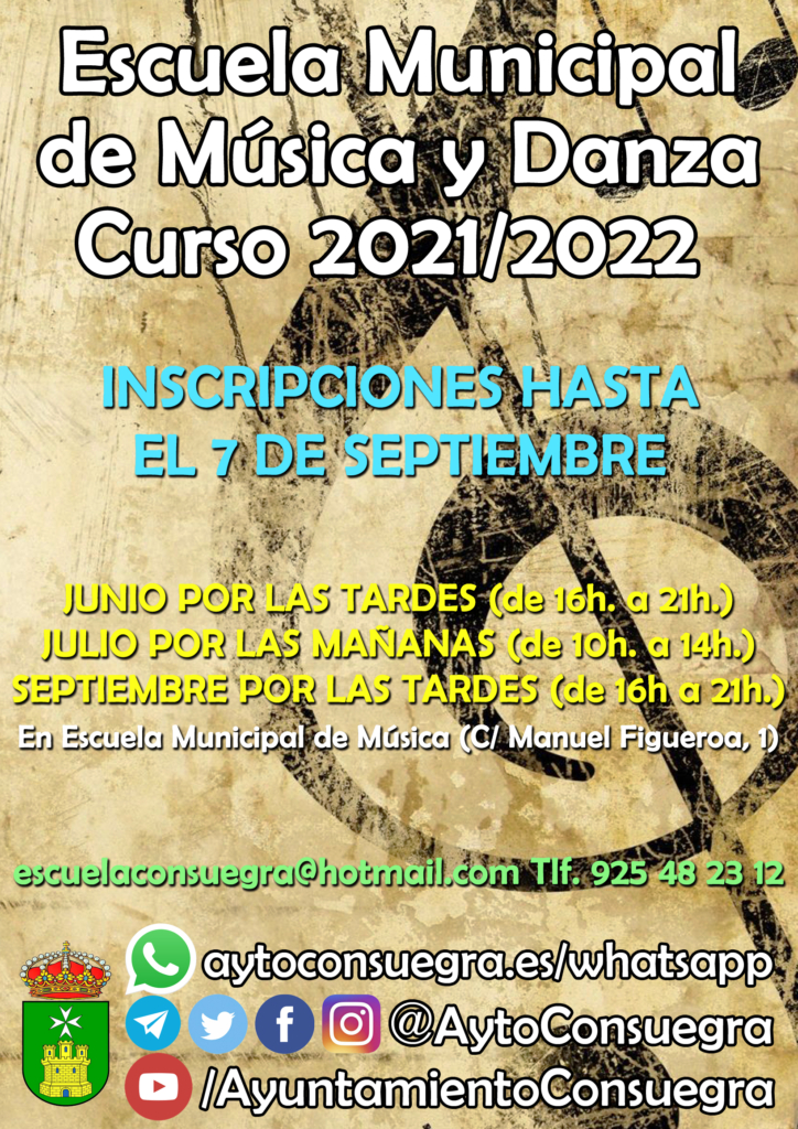 Escuela Municipal de Música y Danza. Inscripciones Curso 2021/2022