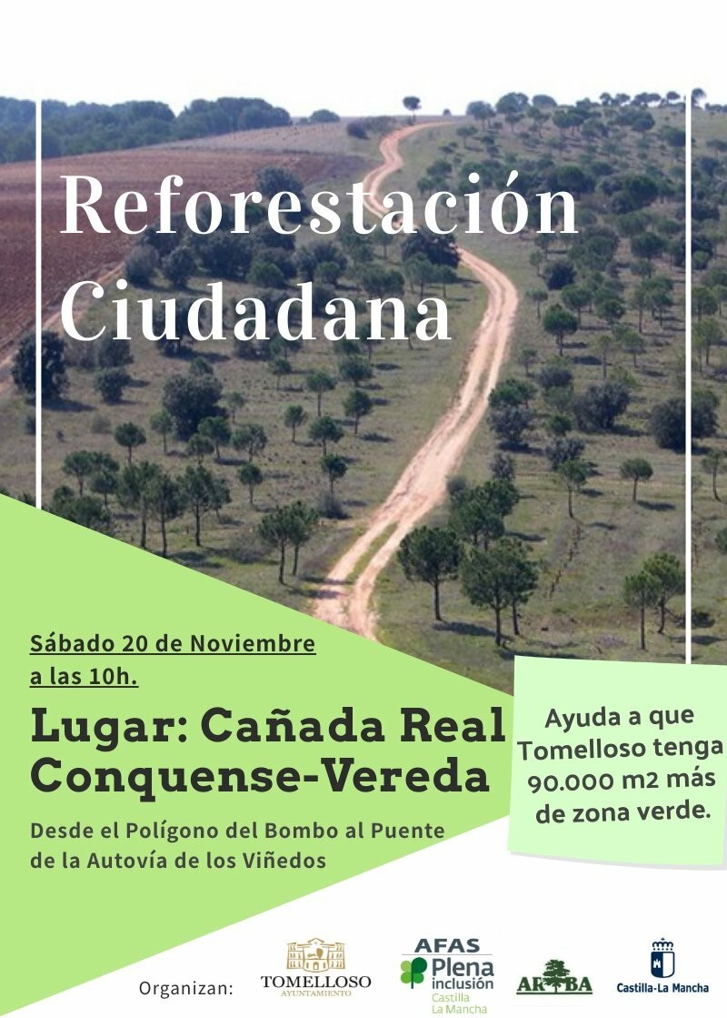 La alcaldesa anima a participar en la Jornada de Reforestación que tendrá lugar el próximo 20 de noviembre, en la Cañada Real Conquense-Vereda
