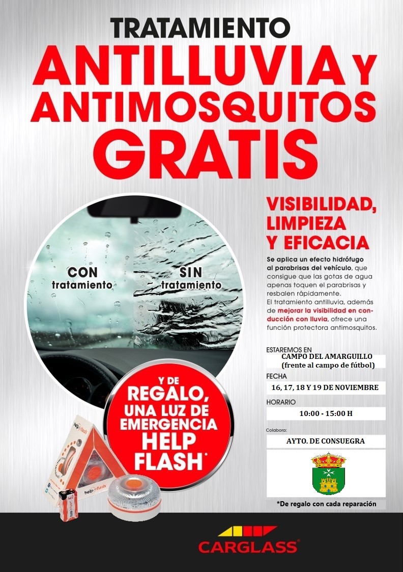 Tratamiento antilluvia y antimosquitos gratuito de tu vehículo (noviembre 2021)
