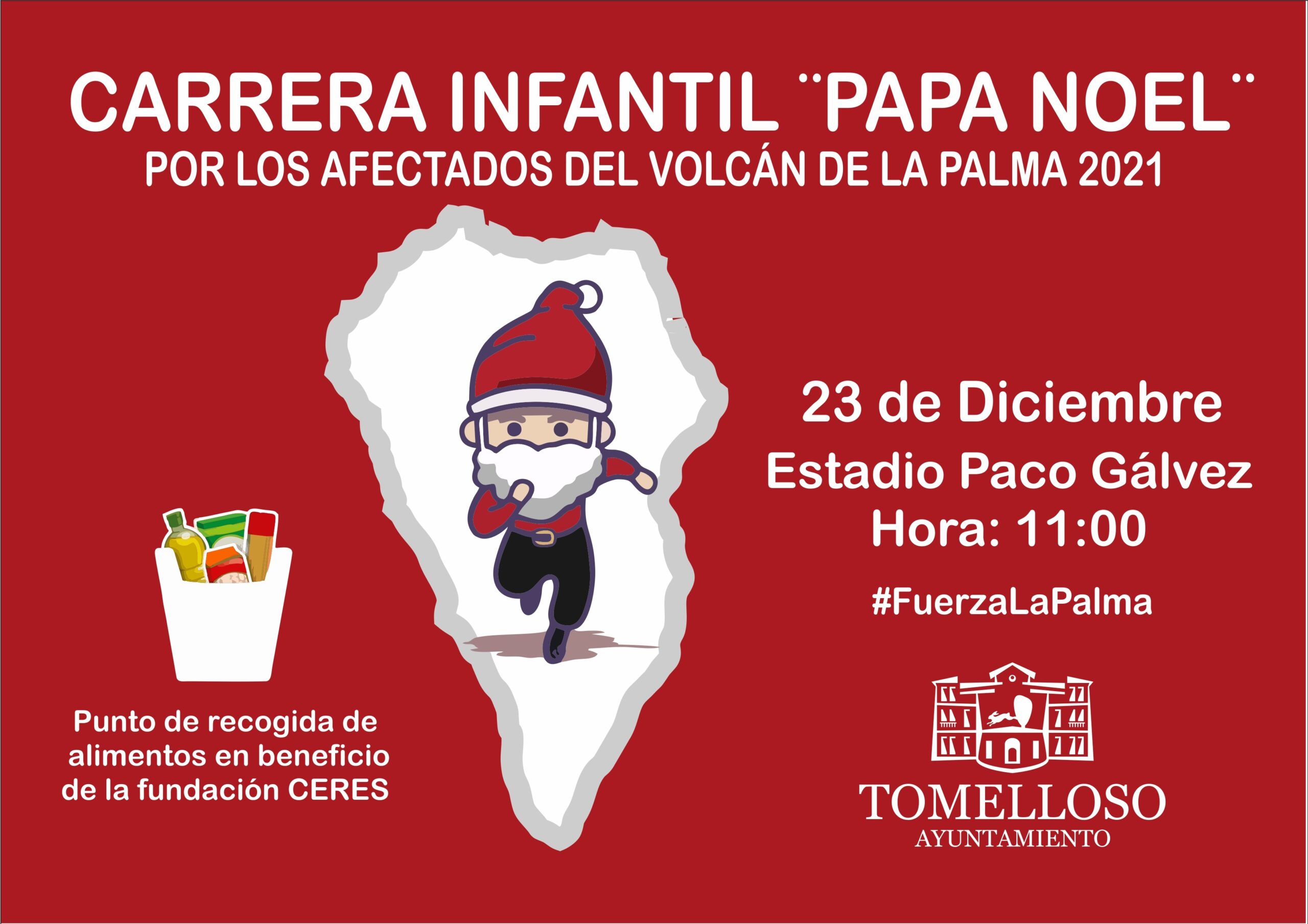 El próximo 23 de Diciembre se celebrará en el ‘Paco Gálvez’ la Carrera Infantil “Papá Noel”, a beneficio de los afectados por el volcán de La Palma