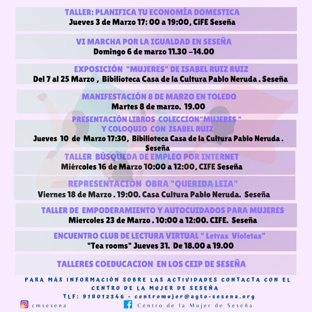 ACTIVIDADES PARA CONMEMORAR EL DIA INTERNACIONAL DE LA MUJER – Ayuntamiento de Seseña