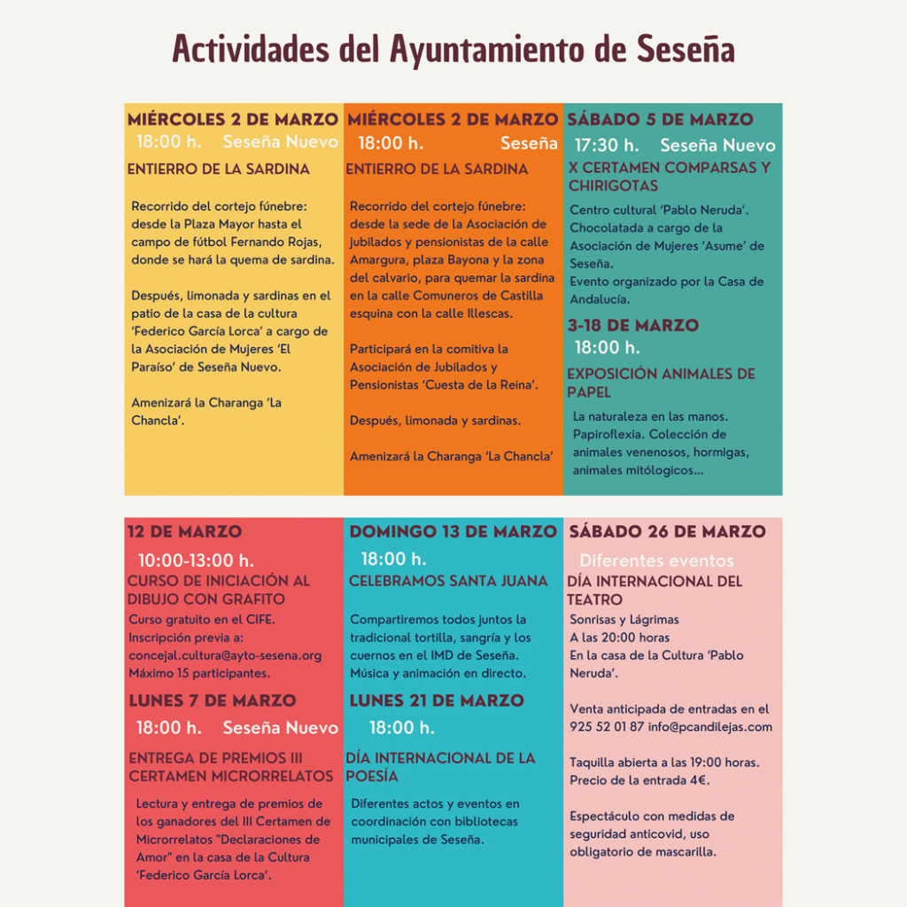 AGENDA CULTURAL DEL MES DE MARZO – Ayuntamiento de Seseña