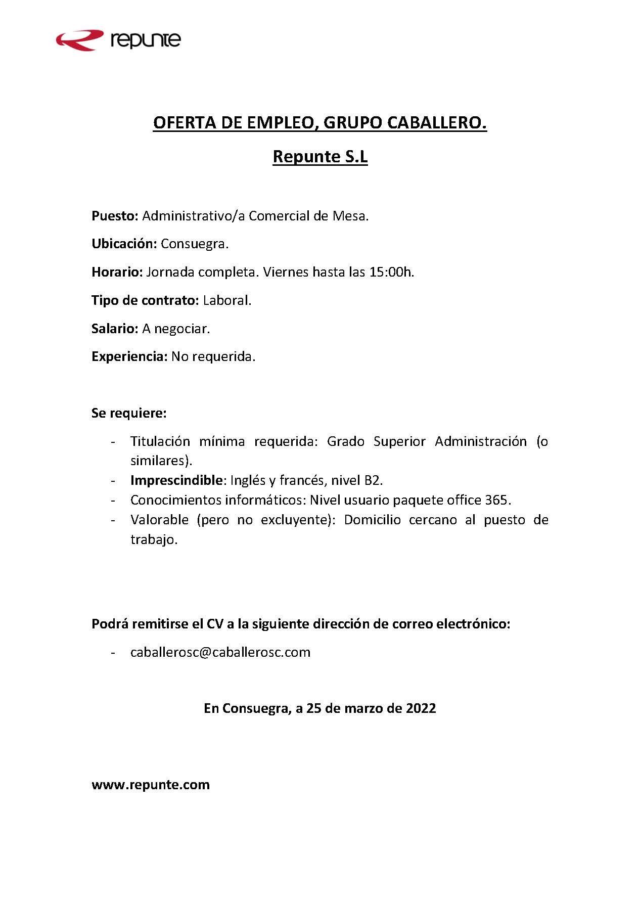 Oferta de empleo privado: Repunte