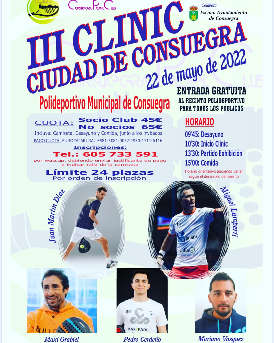 III Clinic PADEL Ciudad de Consuegra 2022 (22 de mayo)