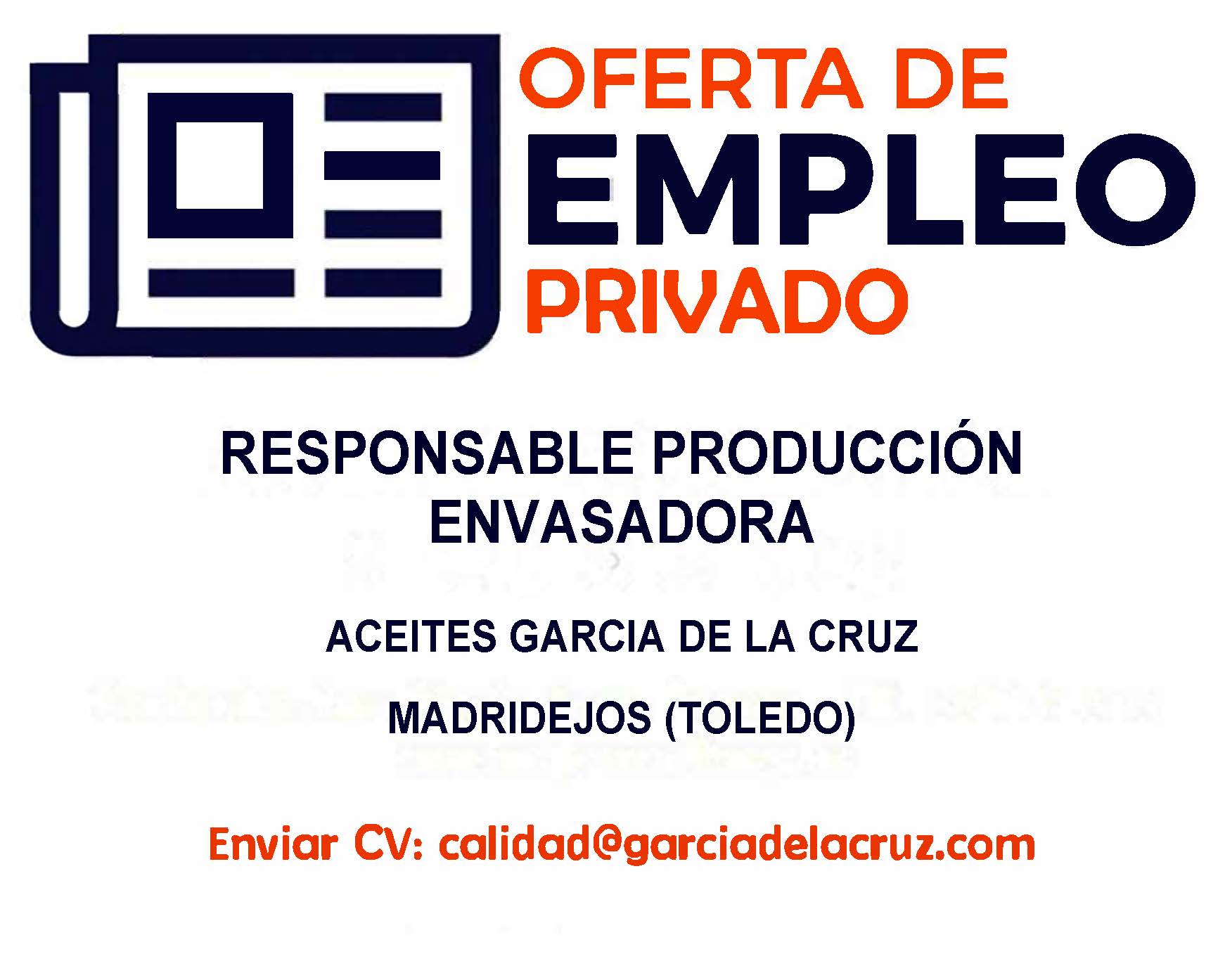 Oferta de empleo privado: Responsable de producción de envasora