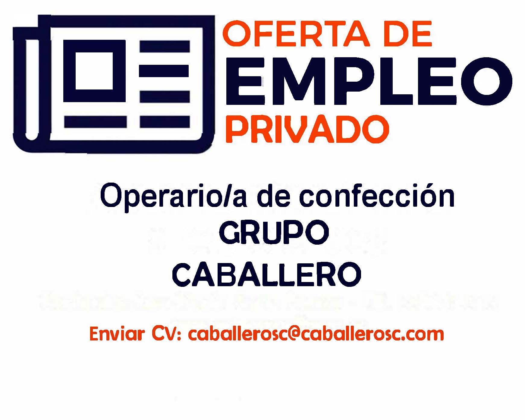Oferta de empleo privado: Operario/a de confección