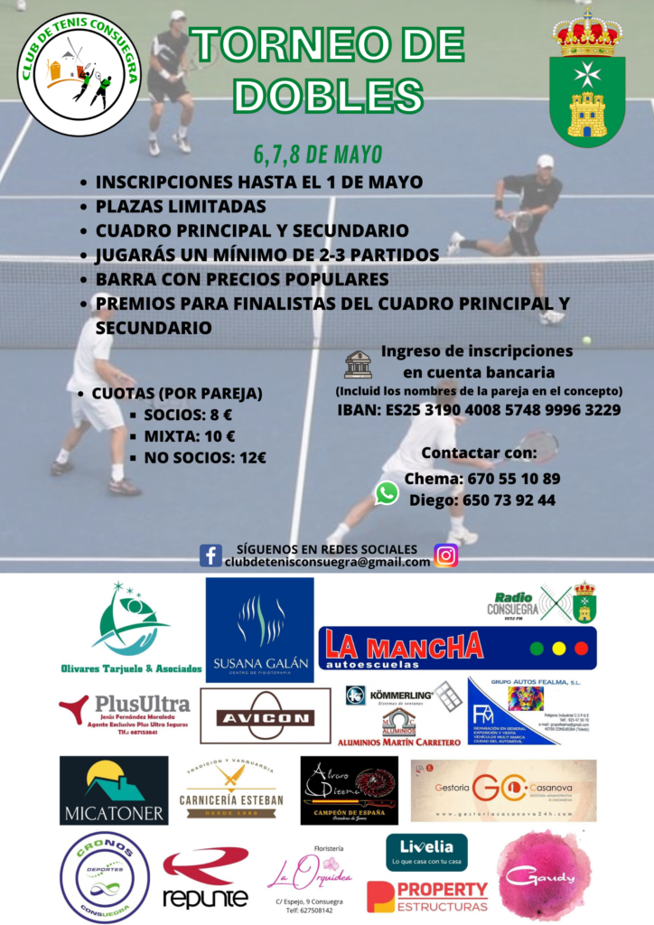 Torneo de dobles de Tenis del 6 al 8 de mayo