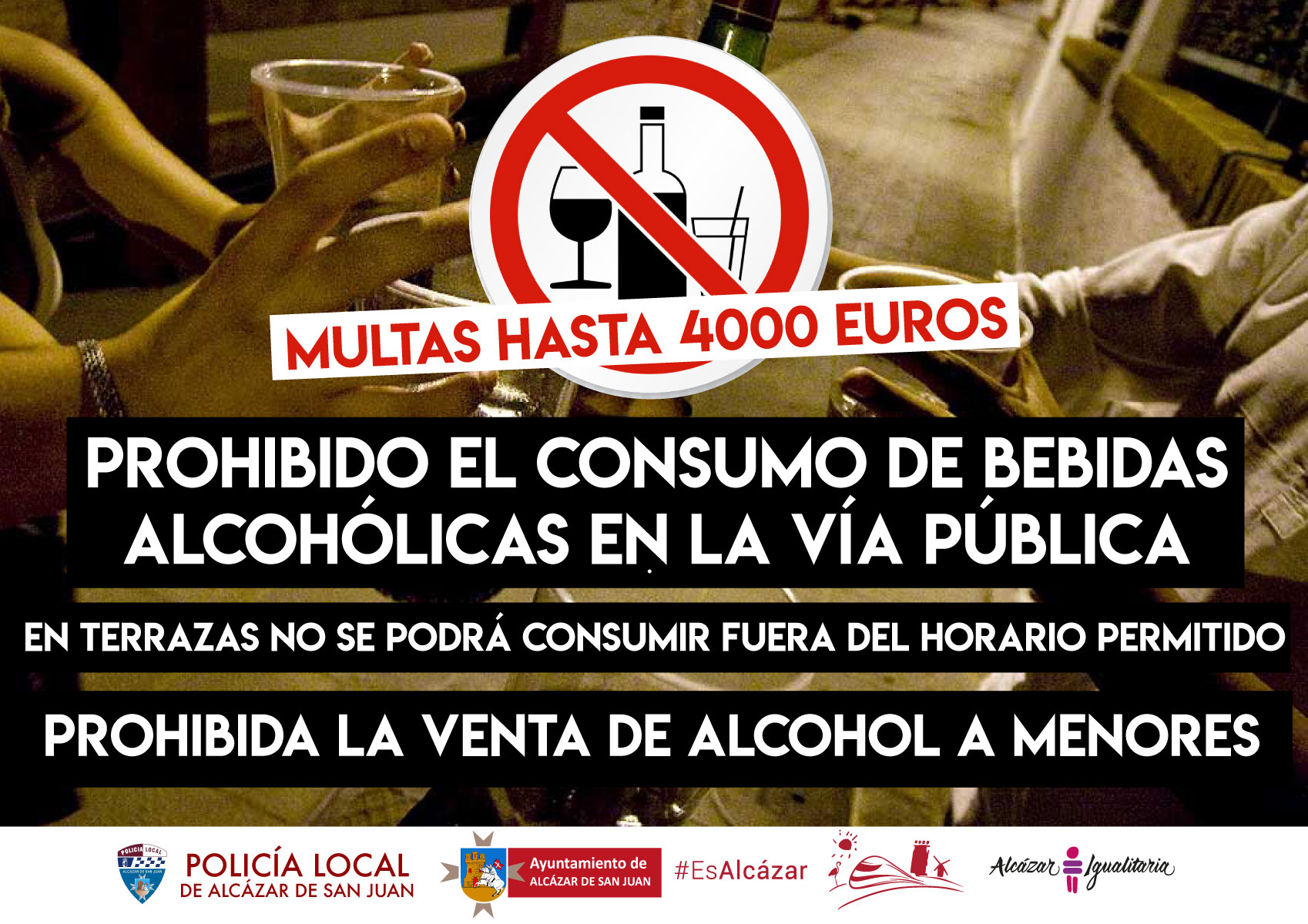 La Ordenanza municipal de Convivencia y Ocio saludable prohíbe el consumo de bebidas alcohólicas en la calle y multas de hasta 4000 euros