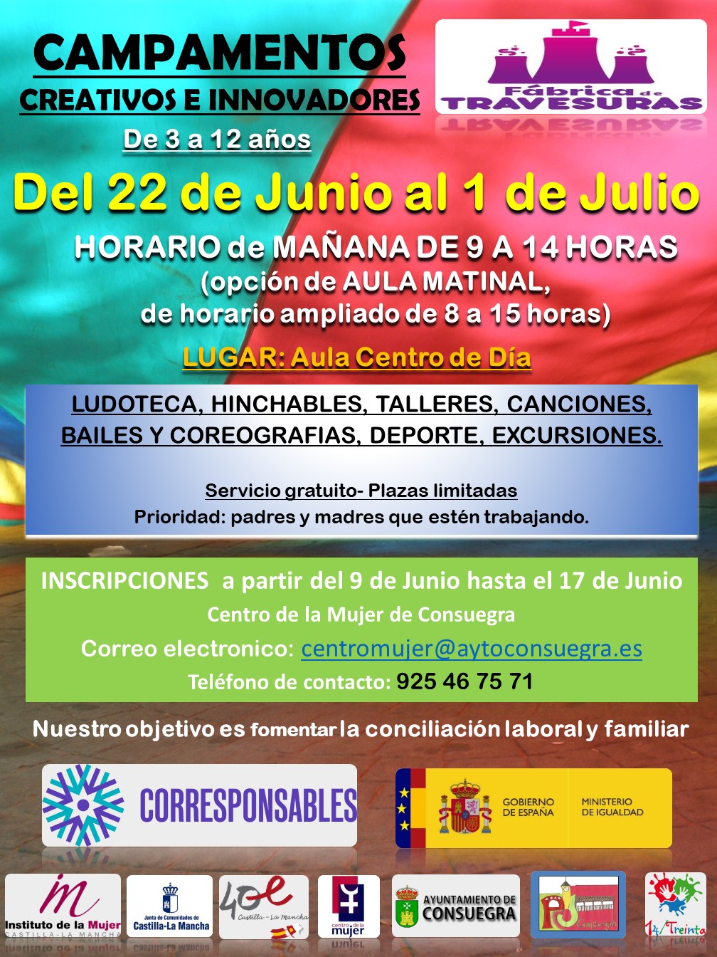 Plan Corresponsables: Campamentos creativos e innovadores «Fábrica de Travesuras». Del 22 de junio al 1 de julio.