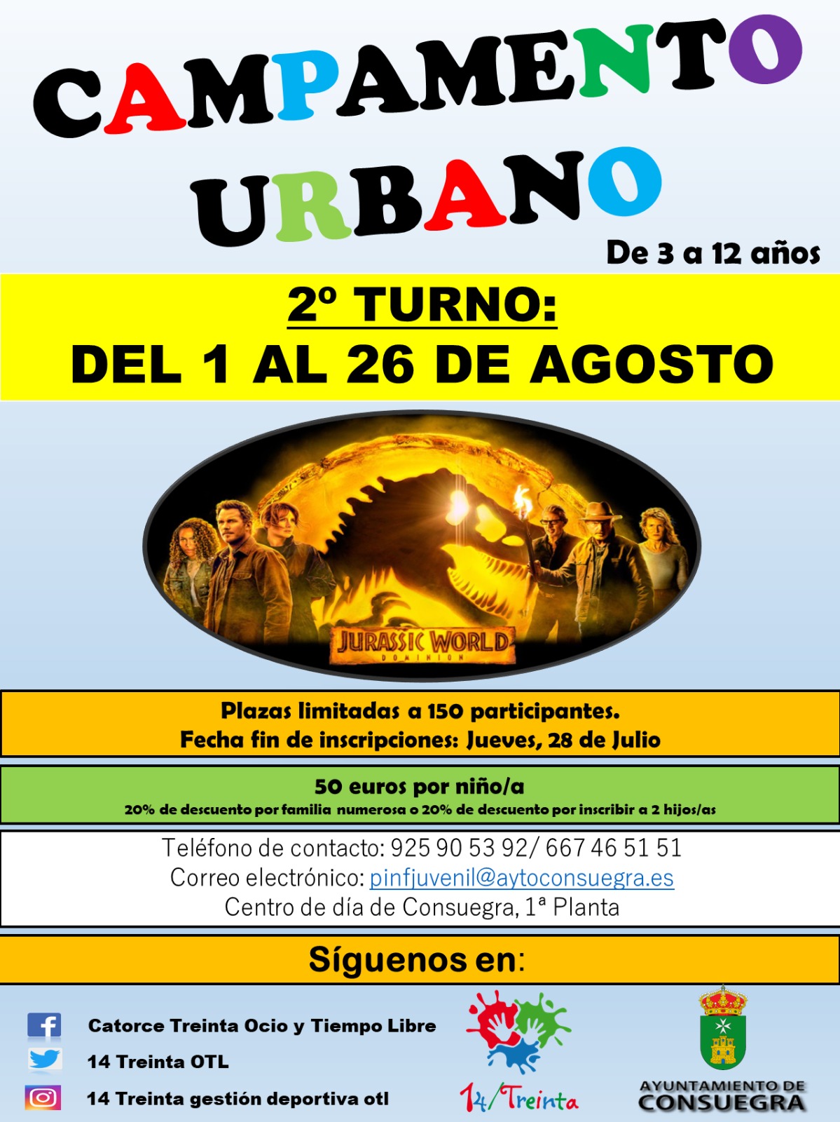 Campamento Urbano «Jurassic World». Segundo turno (agosto 2022)