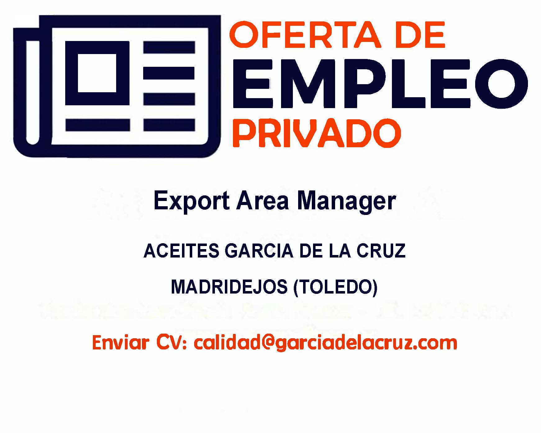 Oferta de empleo privado: Export Area Manager