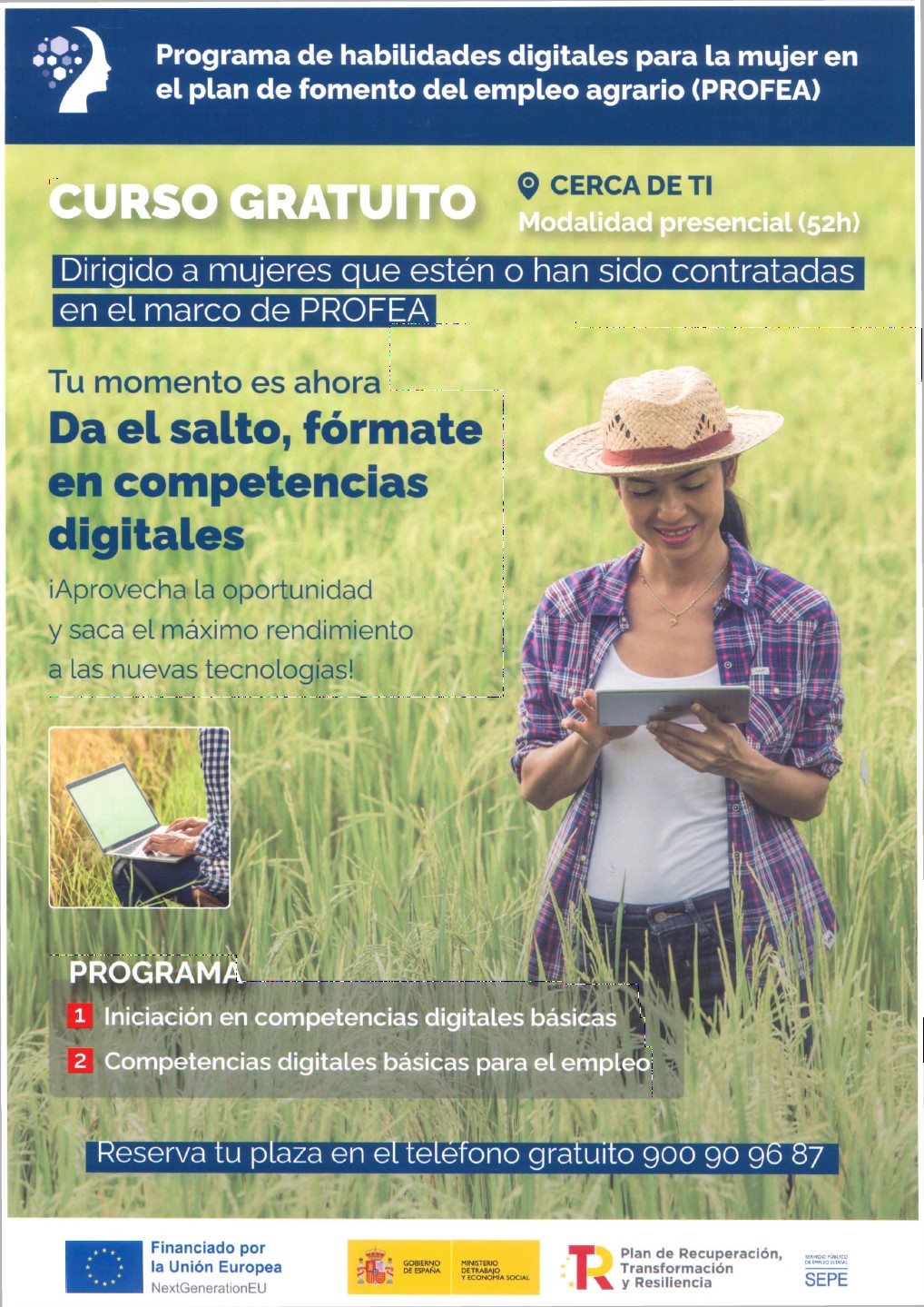Curso gratuito Programa de habilidades digitales para la mujer en el plan de fomento del empleo agrario (PROFEA)