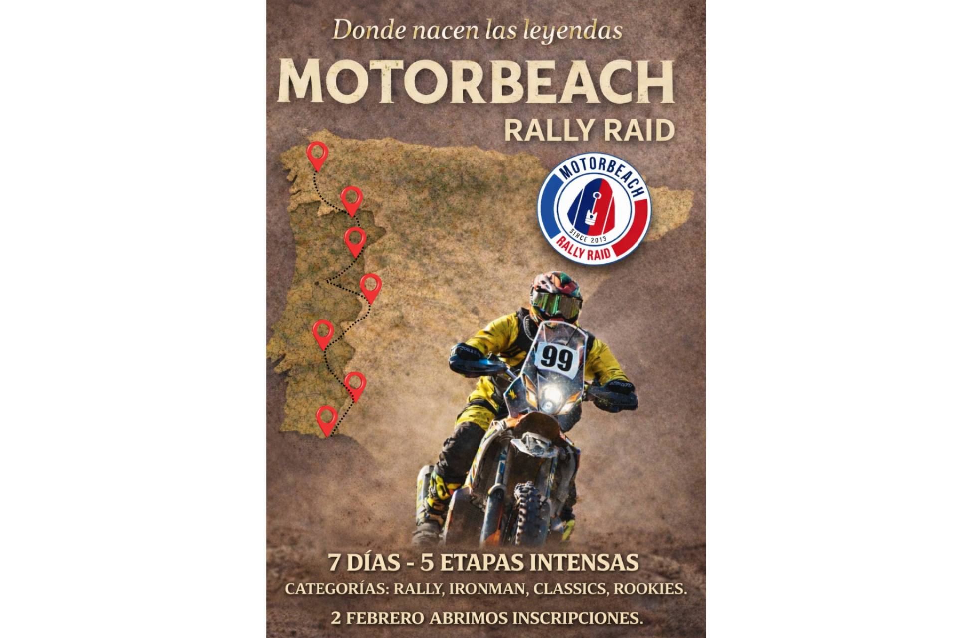 Motorbeach Raid 2026 propone una experiencia off road de largo recorrido para motos de aventura